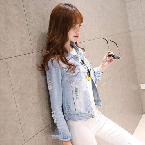 Fashion 2021 Plus Size Womens Blue Bomber Short Denim Jackets Jaqueta Spring Autumn Long Sleeve Slim Casual Basic Jeans Coat