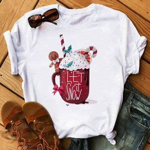 Female 90s Harajuku Tops Christmas Cartoon Kawaii Cat Printing T-shirt Clothes Women Funny Graphics Short Sleeve Tee Shirt