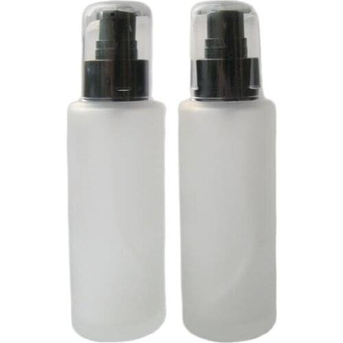 100ML 10pcs/lot Frosted Glass Cosmetic Spray Bottle, High Quality Matte Clear Glass Lotion Pump Bottle, DIY Perfume Container