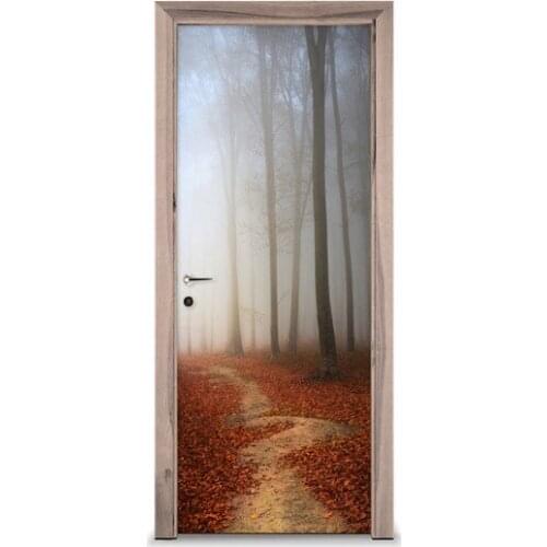 3D Door Sticker Mysterious Forest Mural Wall Sticker DIY Door Cover Kitchen Home Decoration Accessories Modern 3d Wall Stickers