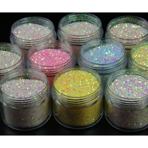 50g/Bag 10 Colors UV Changing Mermaid Glitter Sunlight Sensitive Chameleon Sequins Manicure Shining Chunky Nail Art Flakes Te#73