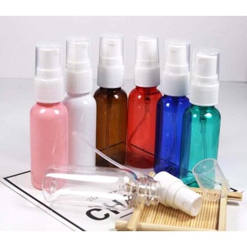 50ml 50pcs Transparent Blue Plastic PET Spray Bottle Cosmetic Pure Dew Water Filling Packaging Container with Lotion Pump