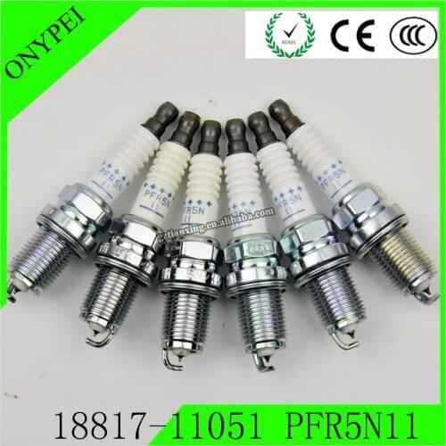 6 X 27410-37100 PFR5N-11 5838 Spark Plug For Hyundai Santa Fe Tiburon XG350 Kia Sportage PFR5N11 18817 11051 18817-11051