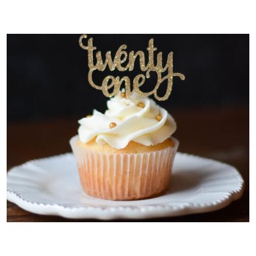 Custom number Glitter Twenty-One Cupcake Toppers baby bridal shower birthday wedding party cake decorations food picks