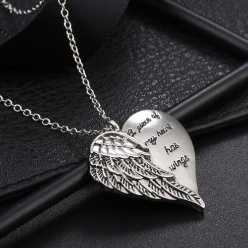 Letter A Piece of My Heart Has Wings Elegant Whisper In My Heart Angel Necklace for Women Family Lover Jewelry Gifts