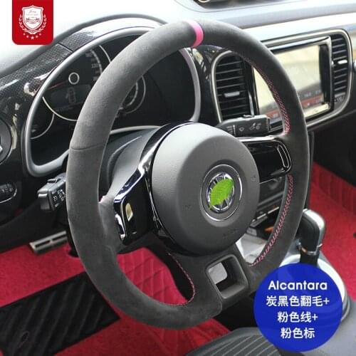 Real Alcantara steering wheel cover for VW Volkswagen Golf 7 gti Santana T-Cross Viloran suede Grip Cover car accessories