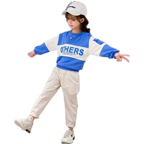 Children Girl Clothing Sweatshirt Tops and Pants 2pcs Set Kids Sport Suits Tracksuits Teens Anime Letter Outfit Girls Outerwear