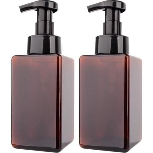 2 Pack Foaming Soap Dispenser 15Oz Refillable Foam Liquid Hand Soap Empty Plastic Pump Bottle Container - 450Ml