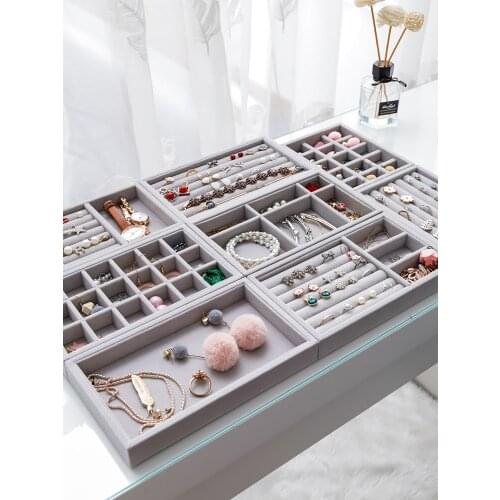 Flannel Storage Box Jewelry Earrings Necklace Ring Bracelet Watches Display Holder Drawer Organizer Box Gift Makeup Organizer