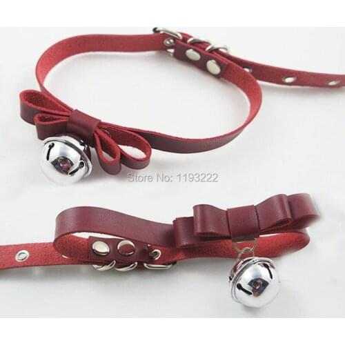 Harajuku Handmade Punk Cat Bow Bowknot Leather Choker Fashion Bell Cute Collar Necklace