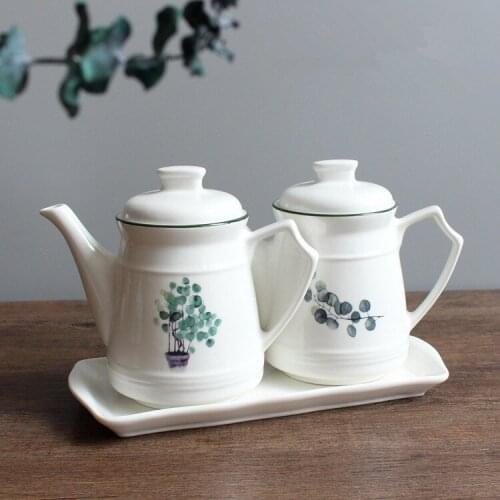 Ceramic Kitchen Containers Seasoning Storage Box Pot Oil Vinegar Soy Sauce Storage Container