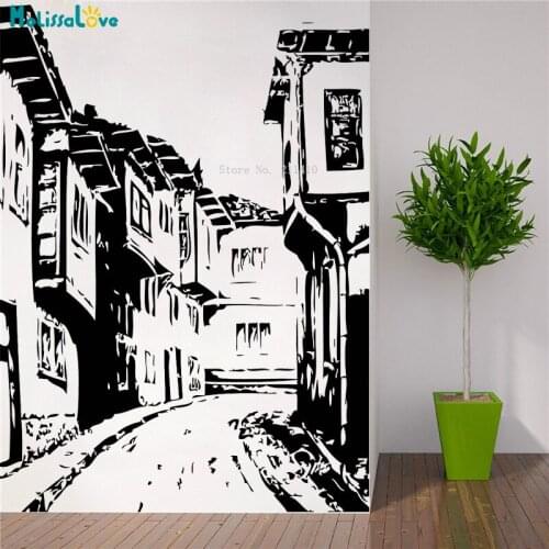 Large Size Classical Dtyle Depiction Wall Stickers Quiet Mountain Village Home Art Decor Removable Decal Living Room YT5871