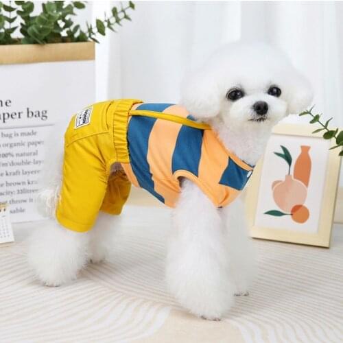 Classic Stripe Dog Overalls Dog Clothes For Small Dogs Summer Chihuahua Jumpsuit Cute Puppy Rompers York Pet Clothes