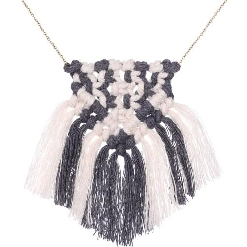 Colorful Handmade Macrame Tassel Necklace for Women Cotton Bohemian Long Sweater Chain Fashion Wedding Jewelry Gift Accessories