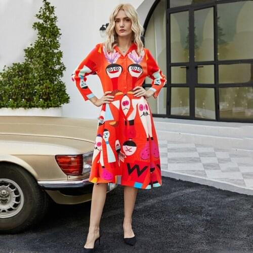 Issey Miyake 2021 Summer New Cartoon Pattern Ln Contrasting Colors Pleated Skirts With Midsleeved, Mid-Length Dresses Available