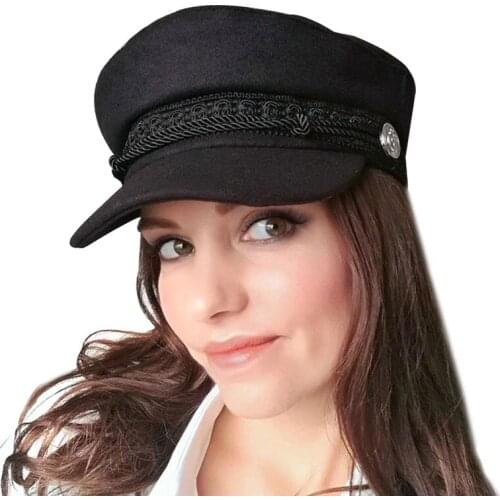 Fashion Solid Visor Military Hat Autumn and Winter Vintage wool Patchwork Beret Cap For Women England Style Flat Cap Wholesale