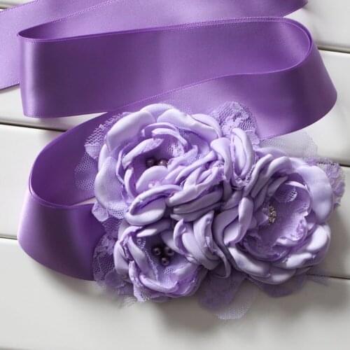 Fashion Burn flower sash belt women belt kids girl sash belt Wedding sash Belt Purple Lavender