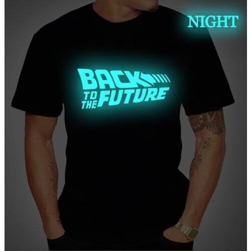Back to The Future Mens T-shirt Luminous Letter Printed Design Short Sleeve Unisex shirts summer Tee Shirts Casual Popular Tee