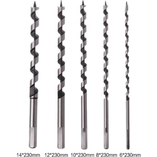 9 Inch Long Auger Drill Bits Set Wood Drill Bits Woodworking Bits 6/8/10/12/14mm Shank