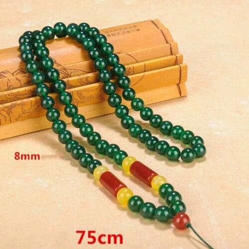 Natural Green Agate Chalcedony Hand-woven Bead Necklace Jewelry Fine Jewelry Mens and Womens Necklace Jewelry
