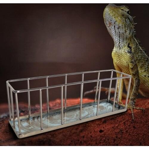 Stainless Steel Reptile Feeder Bowl Basin Tortoise Lizard Gecko Turtle Food Water Dispenser Dish Feeding Tool Accessories W3JE