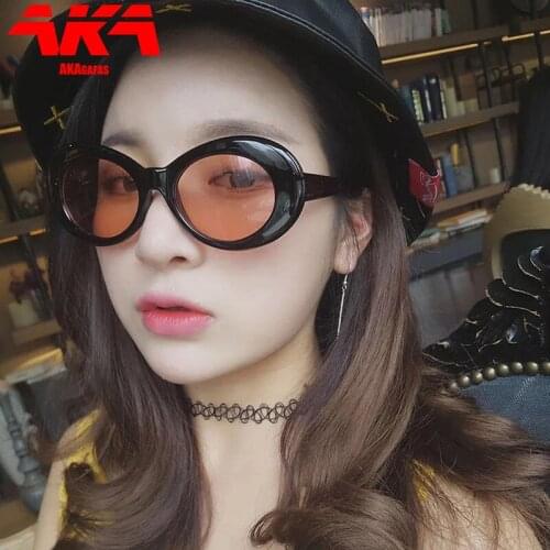 AKAgafas Oval Sunglasses Women 2021 Vintage Round Thick Border Frame Glasses Classic Male Colorful Candy Color Cute Sun Glasses