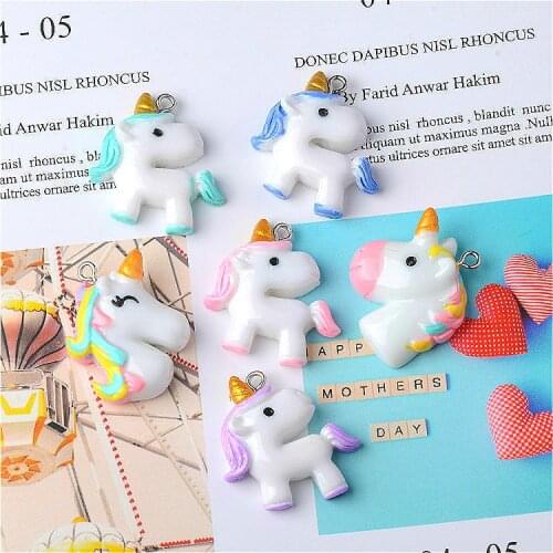10pcs/pack Unicorn Horse Resin Charms Animals Pendant Earring DIY Fashion Jewelry Accessories
