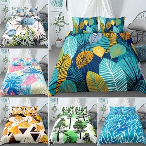 Custom Plants Palm Leaves Luxury Bedding Sets Single Queen King Size Duvet Cover Set Bed Linen Quilt Covers Drop Shipping