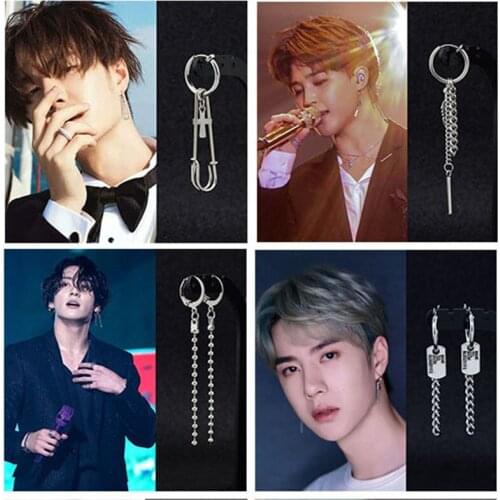 SOHOT INS Hot Long Tassel Chain Unisex Women Men Hoop Earrings Punk Silver Color Alloy Geometric Trendy Korean Design Jewelry