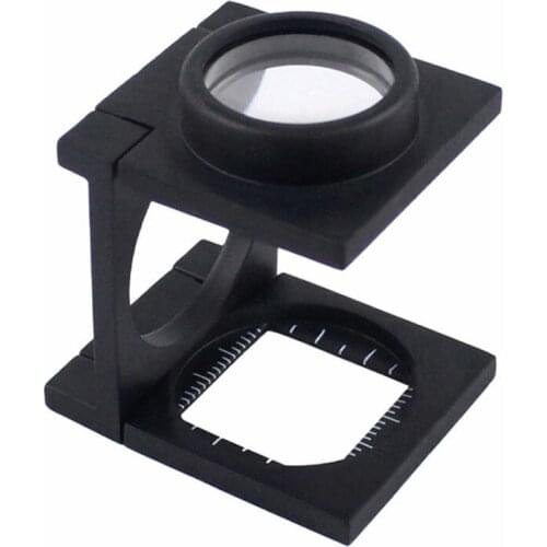 20X Metal Ruler Folding Scale Cloth Magnifier K9 Optical Lenses Black Spray Paint Pocket Magnifying Glass Loupe