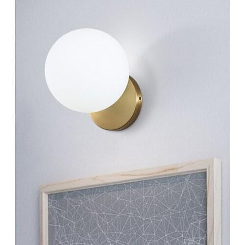 Modern Nordic Led Wall Lamps Glass Ball Gold Wall Sconce Light Fixtures Stairs Bedside Lamp Bathroom Mirror Lights Home Decor