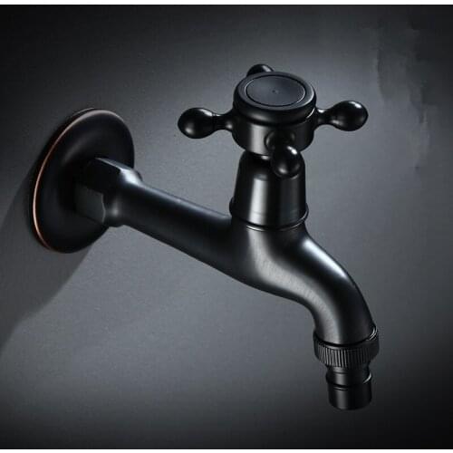 Modern Black Bronze G1/2 Decorative Outdoor Faucet Garden Bibcock Tap Bathroom Washing Machine Mop Faucet Garden Faucet