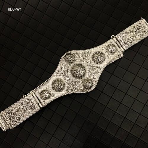 Traditional Caucasus Bridal Belts In Gold Ethnic Wedding Belts Carved Design Luxury Long Chain Belts for Gown