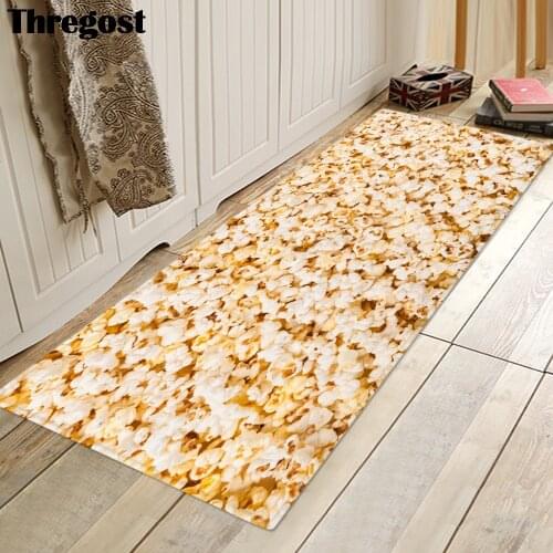 Thregost 3D Popcorn Printed Non Slip Door Mat Long Kitchen Carpet Welcome Doormat Washable Shower Carpets Bathroom Rugs