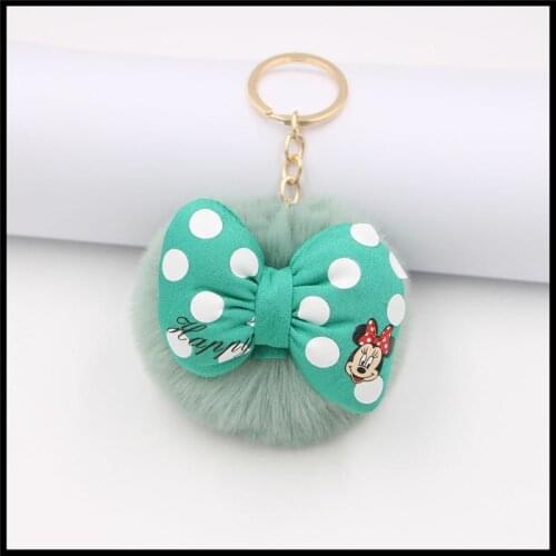 Creative Mickey Bowknot Plush Keychain Pendant Bag Ornament Car Key Chain Pendant Birthday Gift