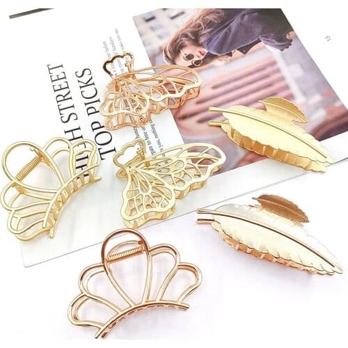 Vintage Metal Hairpin Feather Crown Butterfly Hair Claw Hairdressing Tool Hair Accessories Women Girls Ornaments Crab