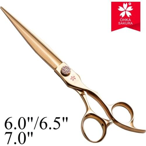 Japan "SAKURA" 6 6.5 7 Sword Type Cobalt High Quality Barber Tools Shears Hairdressing Straight Point Cutting Hair Scissors 270