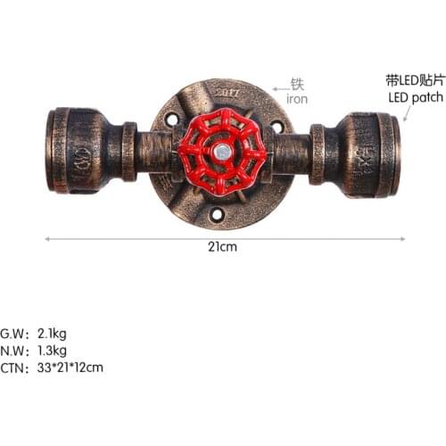 Iron Art Water Pipe American Simple Modern Creative Fashion LED Wall Lamp Industrial Wind Bedside Wall Light Bedroom/Aisle