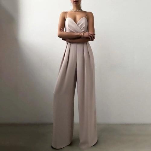 Jumpsuit Women Summer Solid Sexy Sleeveless Sling Wrapped Chest High Waist Rompers Casual Straight-leg Pants Party Jumpsuits