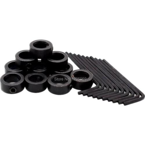 10pcs 10mm Drill Bits Stop Collar Carbon Steel Positioner Spacing Ring Drill Bit Locator Woodworking Tools Set with Hex Wrench
