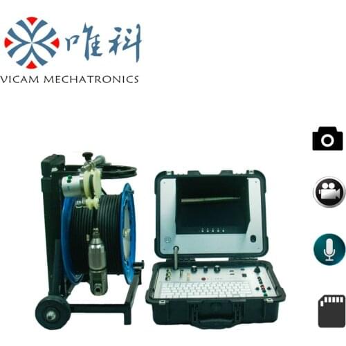 100meters cable HD waterproof borehole camera 50mm pan tilt rotation water pipe inspection camera with depth counter /720P video