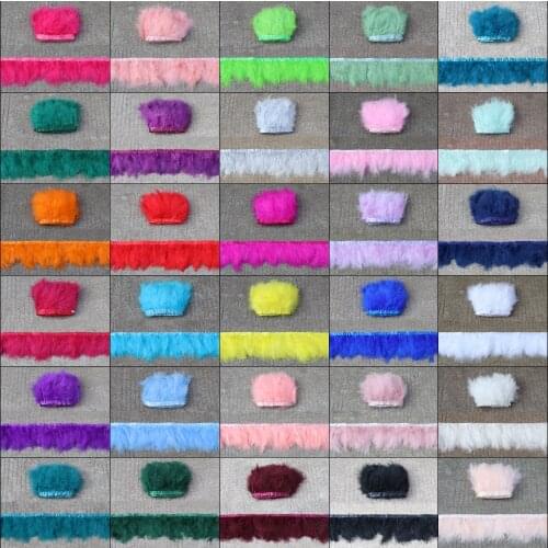 2Yards fluffy Natural Turkey feather with satin ribbon Width 6-8" Colorful Feathers Trim DIY Clothing Wedding Decoration