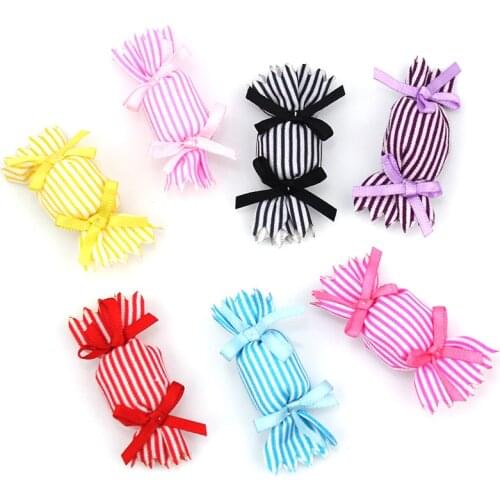 21Pcs 2*6cm Cloth Art Candy Handmade Padded Appliques for Baby Headwear Crafts Decoration Accessories Wholesale