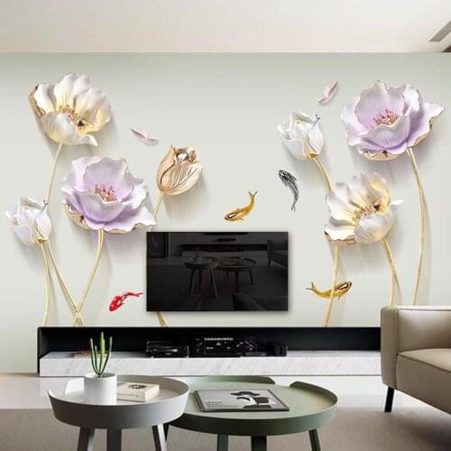 Chinese Style Flower 3D Wallpaper Wall Stickers Living Room Bedroom Bathroom Home Decor Decoration Poster