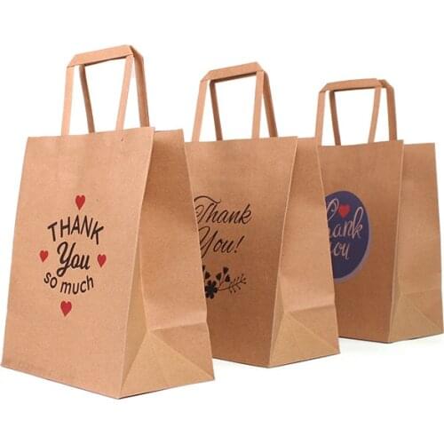 5PCS Gift Bags Kraft Paper Bags Thank You Business Shopper For Packaging Candy Bar Sweets Wedding Gifts For Guests Mistress Tote