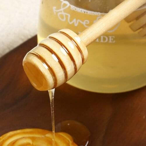 6Pcs/Lot High Quality Handle Wood Honey Stir Bar Practical Honey Mixing Stick Jar Supplies For Coffee Milk Tea Kitchen Tool