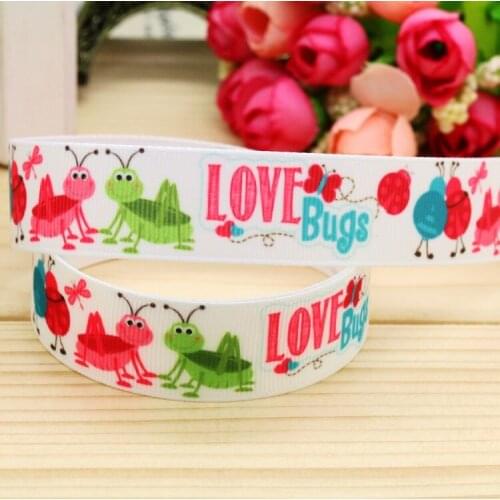 7/8'' Free shipping ladybug printed grosgrain ribbon hairbow headwear party decoration diy wholesale OEM 22mm P5058