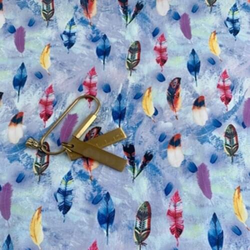 Brand New Colorful Feathers Printed Cotton Fabric 50x105cm Design 023 Fabric Patchwork for Cloth Dress Party Home Decor