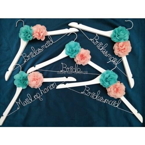 Free shipping 5 Personalized Wedding Hanger, bridesmaid gifts, name hanger, brides hanger,flower hanger,brides gift