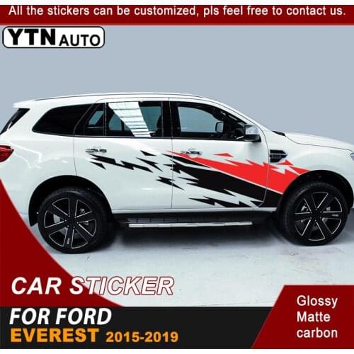 Side Body Racing Stripe Graphic Vinyl Cool Car Stickers For Ford Everest 2015 2016 2017 2018 2019 Exterior Car Decal Accessories
